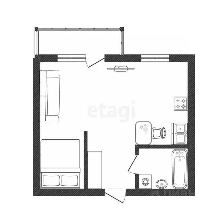 1-к кв. Иркутская область, Иркутск ул. Баумана, 271/2 (36.0 м) - Фото 1
