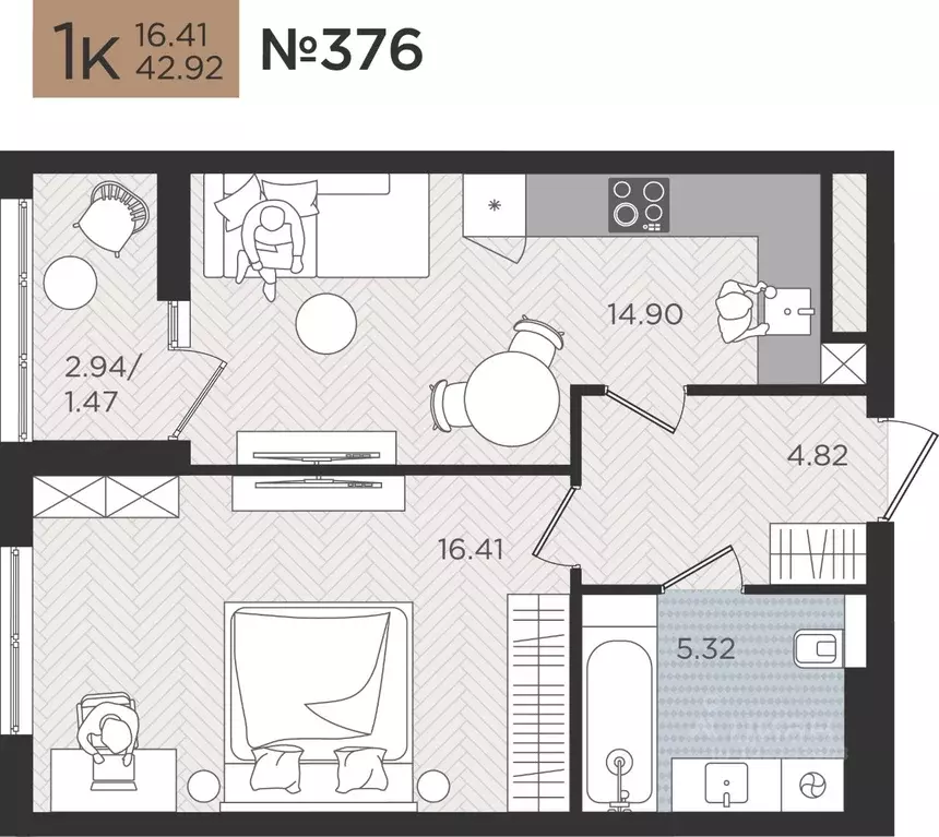 1-к кв. Калининградская область, Калининград Мой Город жилой комплекс ... - Фото 1