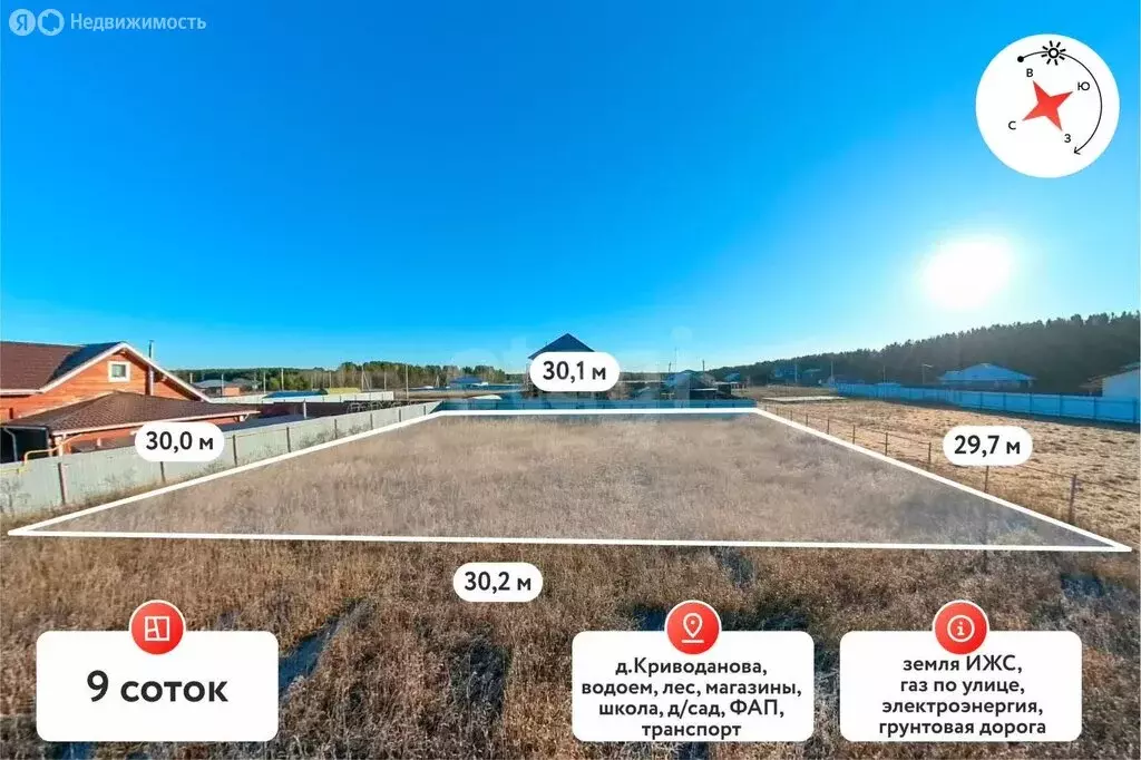 Участок в Тюменский муниципальный округ, деревня Криводанова, улица ... - Фото 2