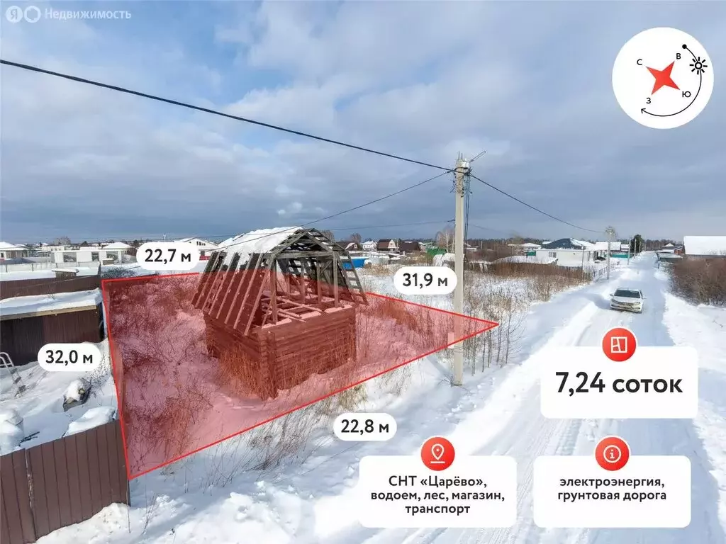 Участок в Тюмень, садовое товарищество Царево, Васильковая улица (7.2 ... - Фото 2