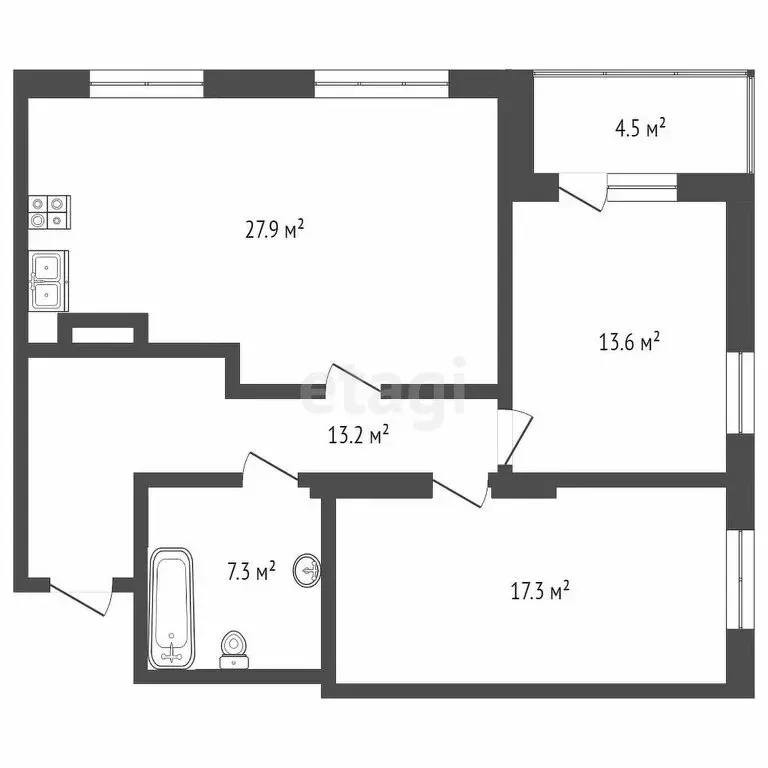 2-комнатная квартира: Тюмень, улица Мельникайте, 38 (79 м) - Фото 1