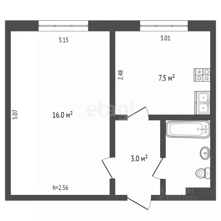 1-к кв. Ямало-Ненецкий АО, Ноябрьск ул. Ленина, 18/14 (31.0 м) - Фото 2