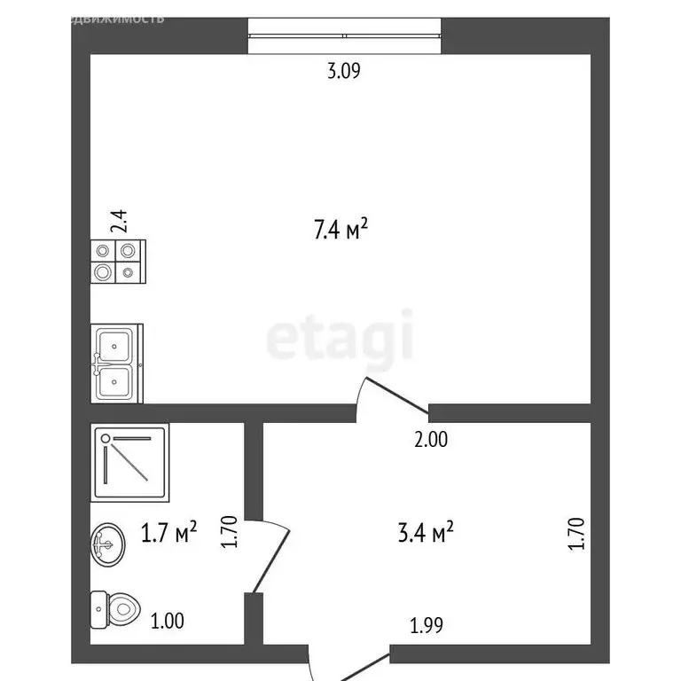 1-комнатная квартира: Тамбов, улица Академика Островитянова, 20 (12.6 ... - Фото 0