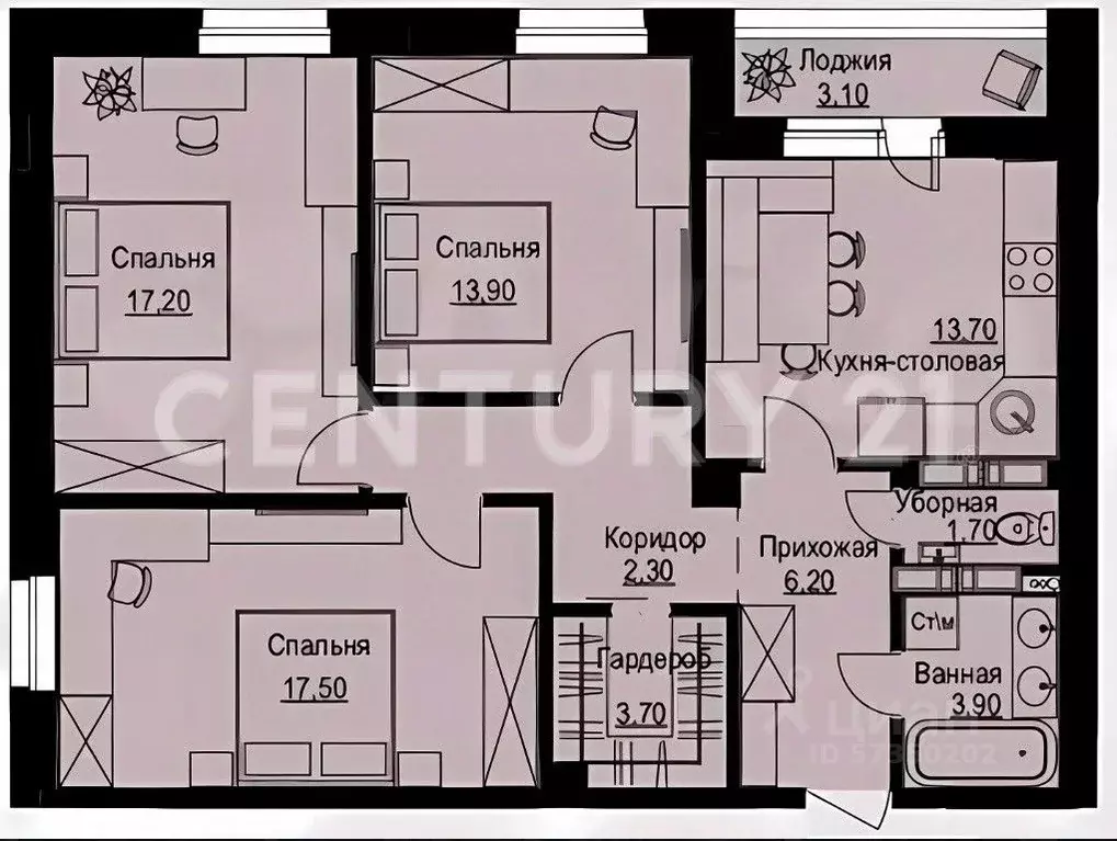 3-к кв. Липецкая область, Липецк Индустриальная ул., 90Б (85.5 м) - Фото 1