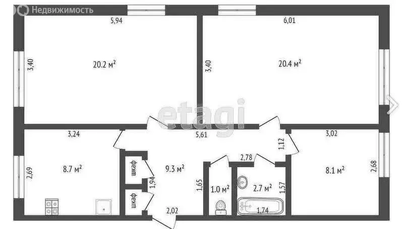 3-комнатная квартира: Майский, улица 40 лет Победы, 1 (71.6 м) - Фото 1
