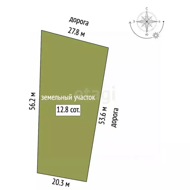 Участок в Воронежская область, Борисоглебск ул. Фрунзе, 122 (12.8 ... - Фото 2