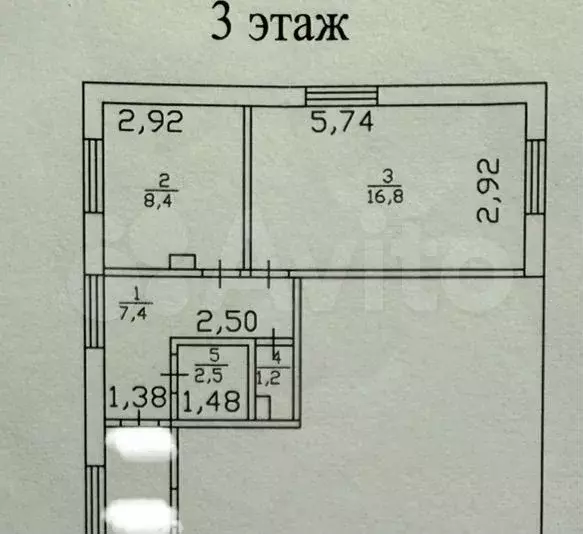 1-к. квартира, 36,3 м, 3/4 эт. - Фото 0