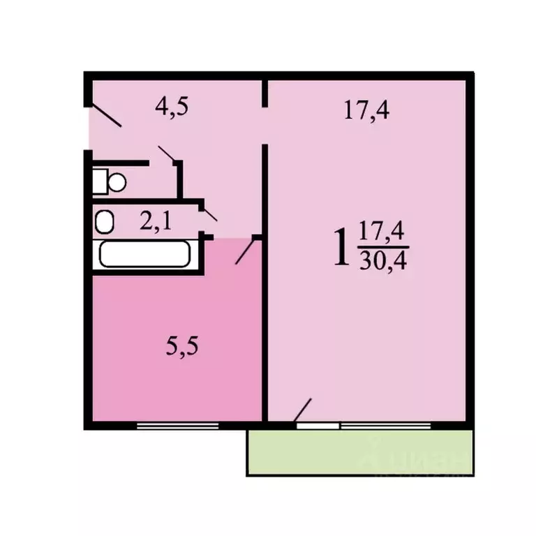 1-к кв. Москва ул. Адмирала Макарова, 21 (32.0 м) - Фото 1