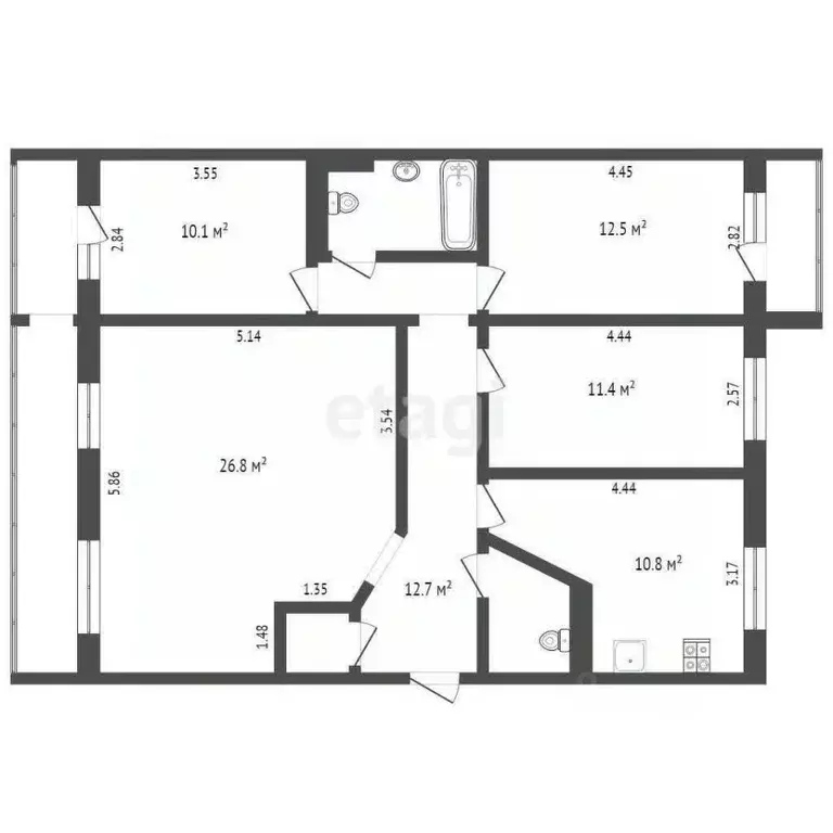 4-к кв. Татарстан, Набережные Челны 6-й комплекс, 1 (92.8 м) - Фото 1