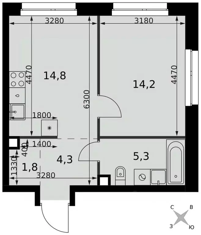 1-к кв. Москва Новоостаповская ул., 6АС1 (40.4 м) - Фото 1