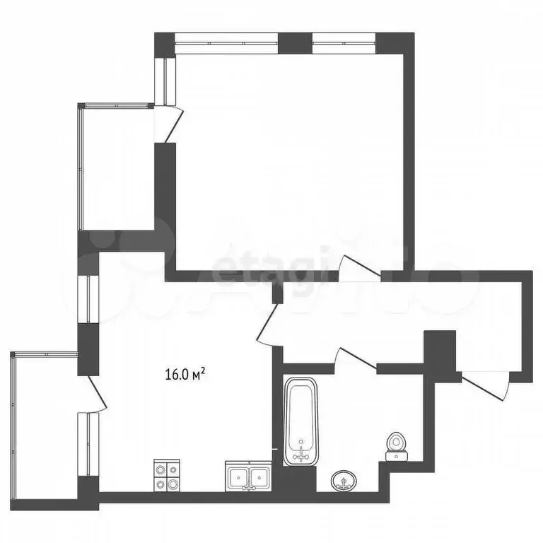 1-к. квартира, 55 м, 2/25 эт. - Фото 0