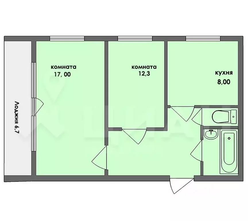 2-к кв. Владимирская область, Владимир Юбилейная ул., 34 (52.3 м) - Фото 2