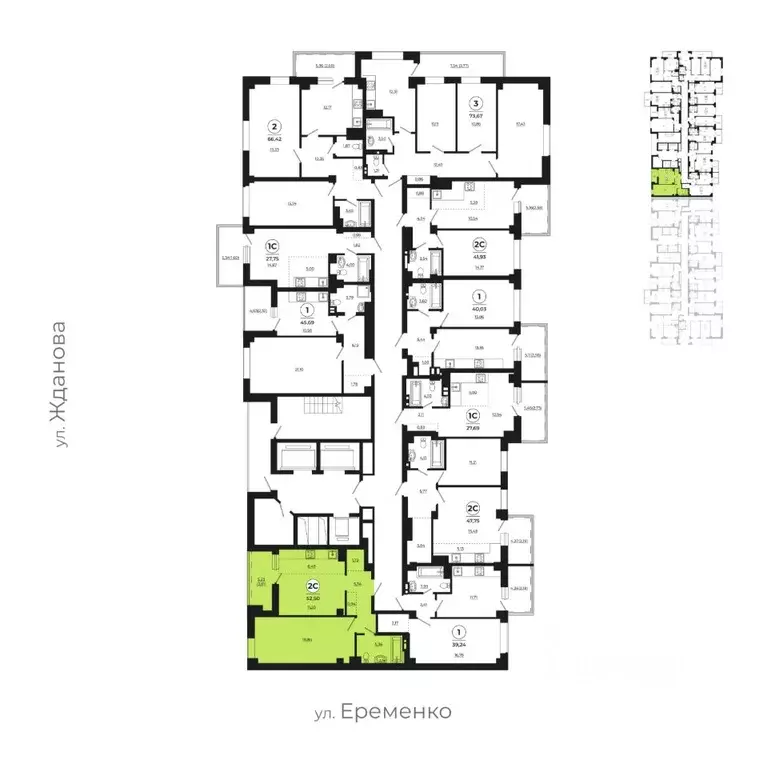 2-к кв. Ростовская область, Ростов-на-Дону ул. Жданова, 31 (52.66 м) - Фото 2