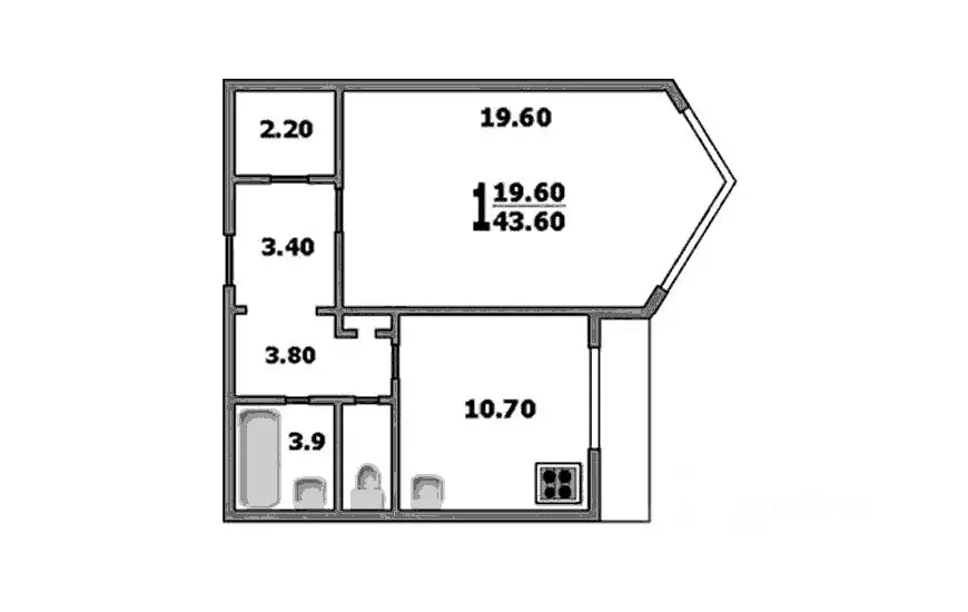 1-к кв. Москва Поречная ул., 31К1 (43.0 м) - Фото 1