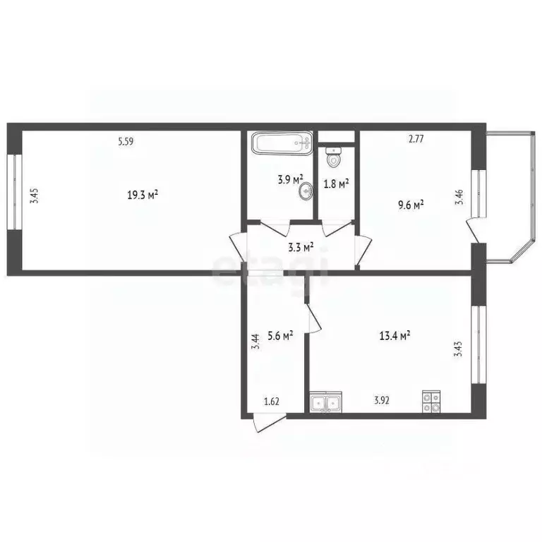 2-к кв. Тюменская область, Тюмень Широтная ул., 171к7 (56.9 м) - Фото 1
