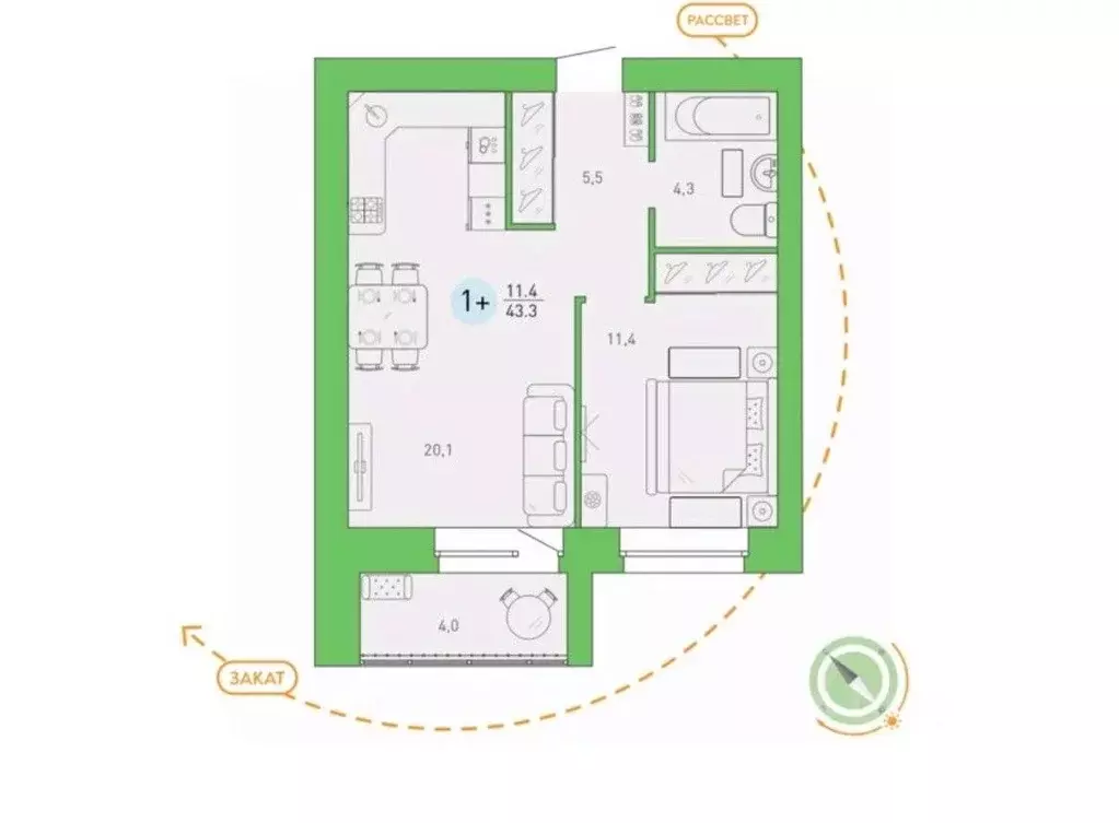 1-к кв. Брянская область, Брянск Степная ул., 20 (43.3 м) - Фото 1