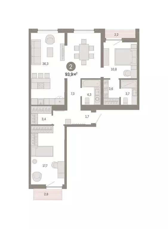 2-комнатная квартира: Екатеринбург, жилой район Юго-Западный, жилой ... - Фото 2