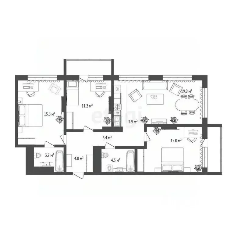 3-к кв. Тюменская область, Тюмень ДОК мкр, Октябрьский на Туре жилой ... - Фото 1