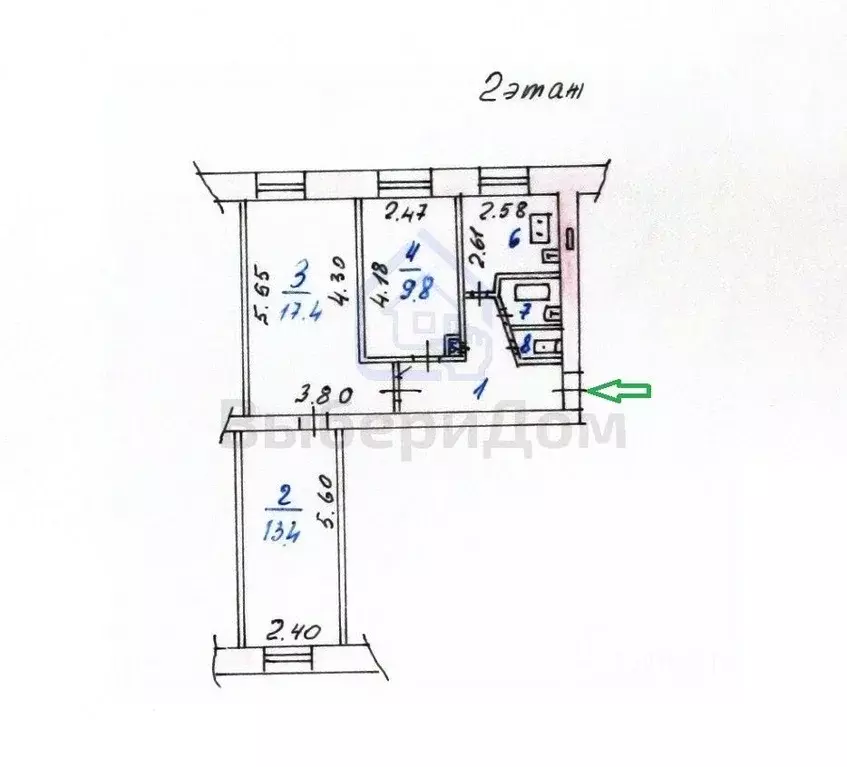 3-к кв. Ивановская область, Иваново ул. Генкиной, 35 (56.5 м) - Фото 1