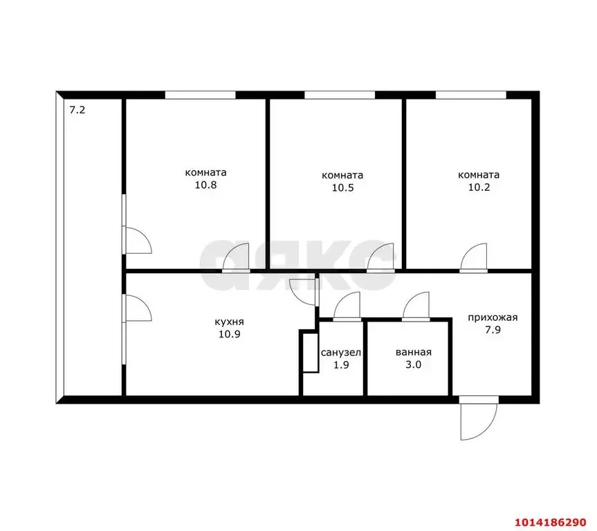 3-комнатная квартира: Краснодар, улица Героя Пешкова, 14 (60 м) - Фото 0