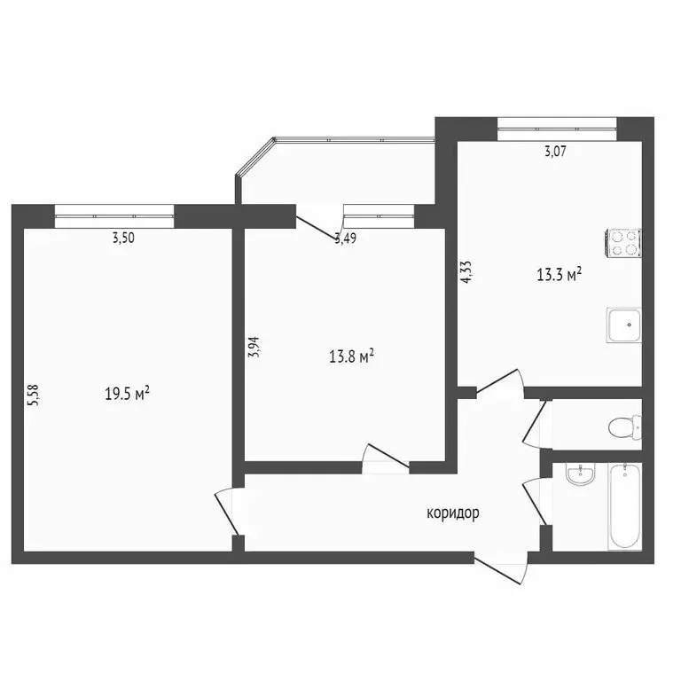 2-комнатная квартира: Тюмень, улица Мельникайте, 122 (60.6 м) - Фото 1
