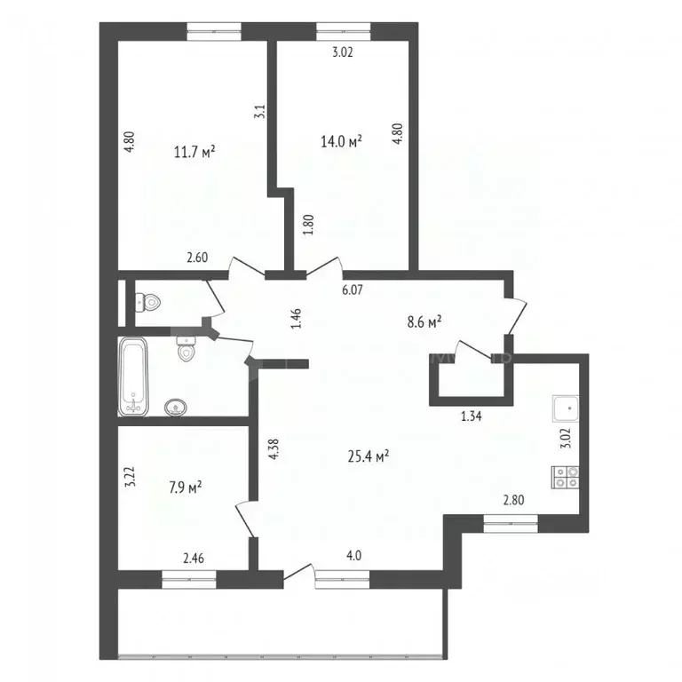 4-к кв. Тюменская область, Тюмень Магаданская ул., 11 (75.0 м) - Фото 1
