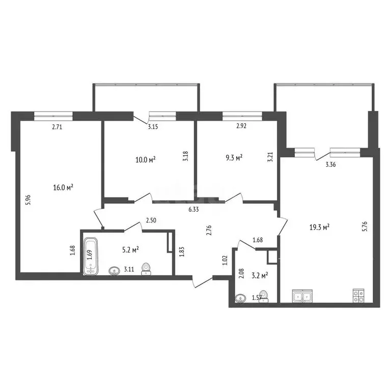 3-комнатная квартира: Тюмень, улица Андрея Бушуева, 2 (72.9 м) - Фото 1