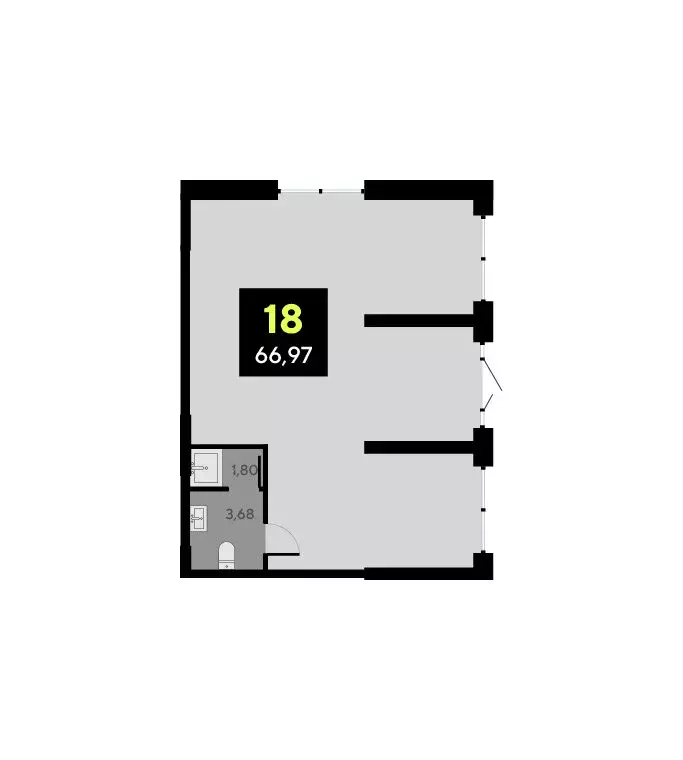 Помещение свободного назначения (66.97 м) - Фото 1