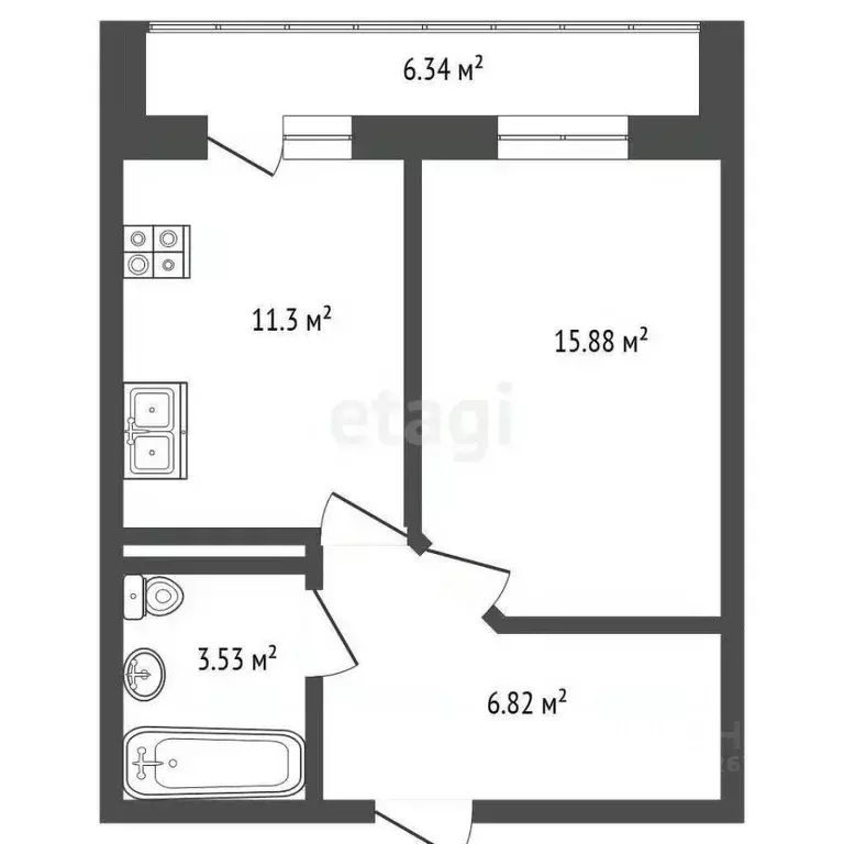1-к кв. Татарстан, Набережные Челны 65-й комплекс, 6 (39.0 м) - Фото 1