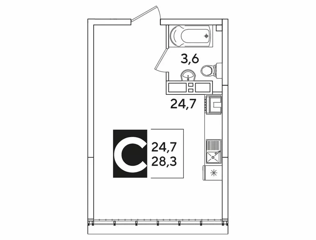 Квартира-студия: Краснодар, улица Ивана Беличенко, 90 (28.3 м) - Фото 1