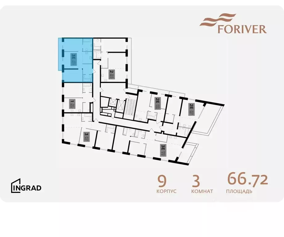 3-к кв. Москва Г мкр, Форивер жилой комплекс, 9 (66.72 м) - Фото 1