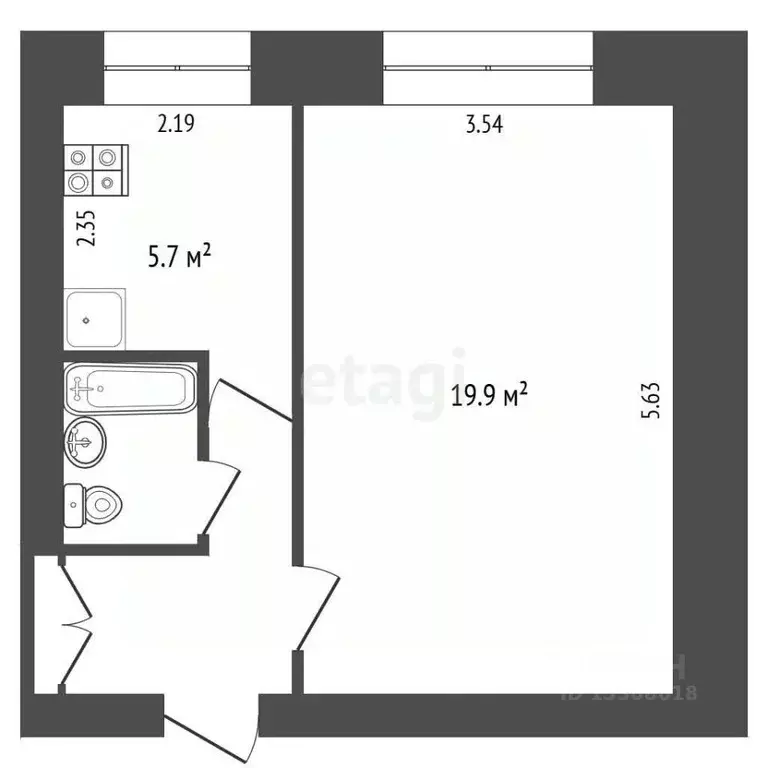 1-к кв. Омская область, Омск Заозерный мкр, ул. Бородина, 46Б (32.5 м) - Фото 2