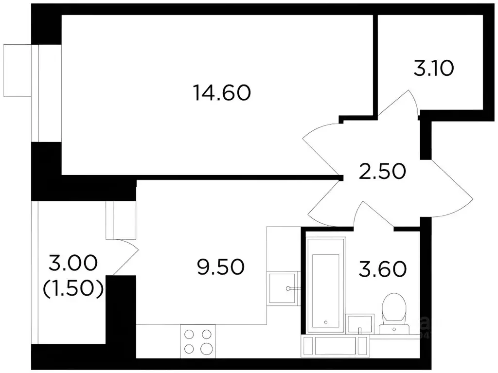 1-к кв. Московская область, Пушкино ул. Сретенская, 1к1 (36.6 м) - Фото 2