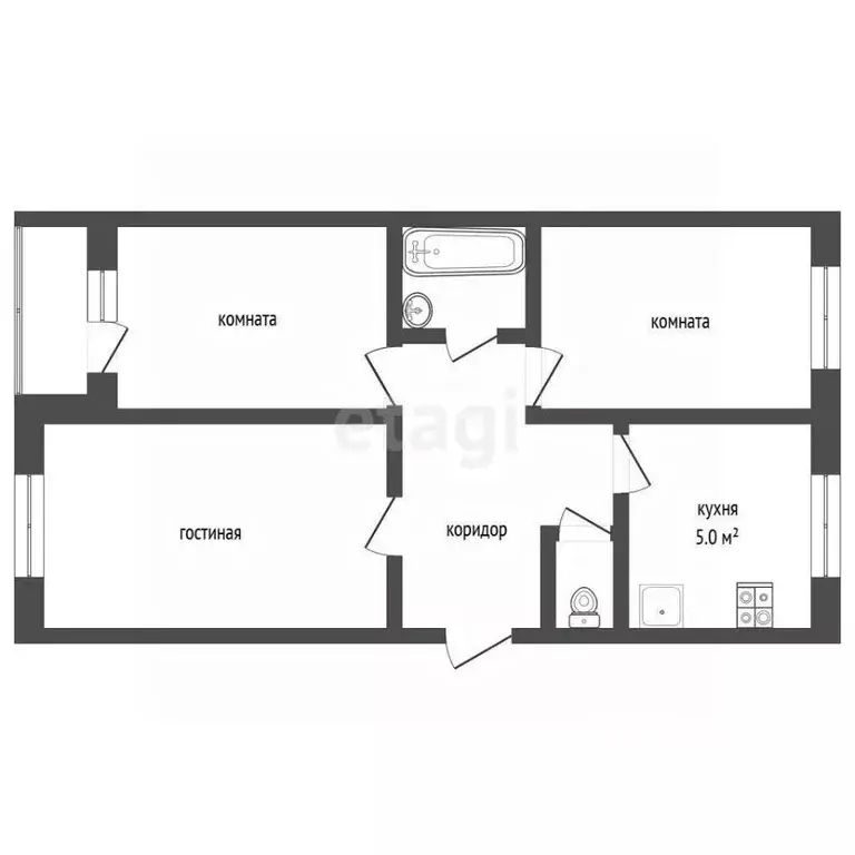 3-к кв. Хабаровский край, Солнечный рп ул. Парковая, 17А (57.0 м) - Фото 2