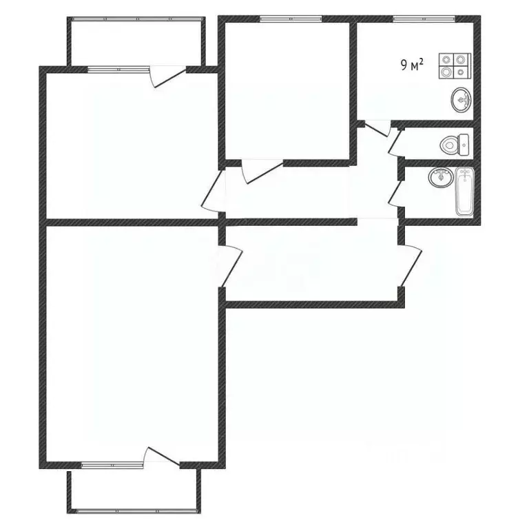 3-к кв. Белгородская область, Белгород ул. Конева, 4 (73.0 м) - Фото 2