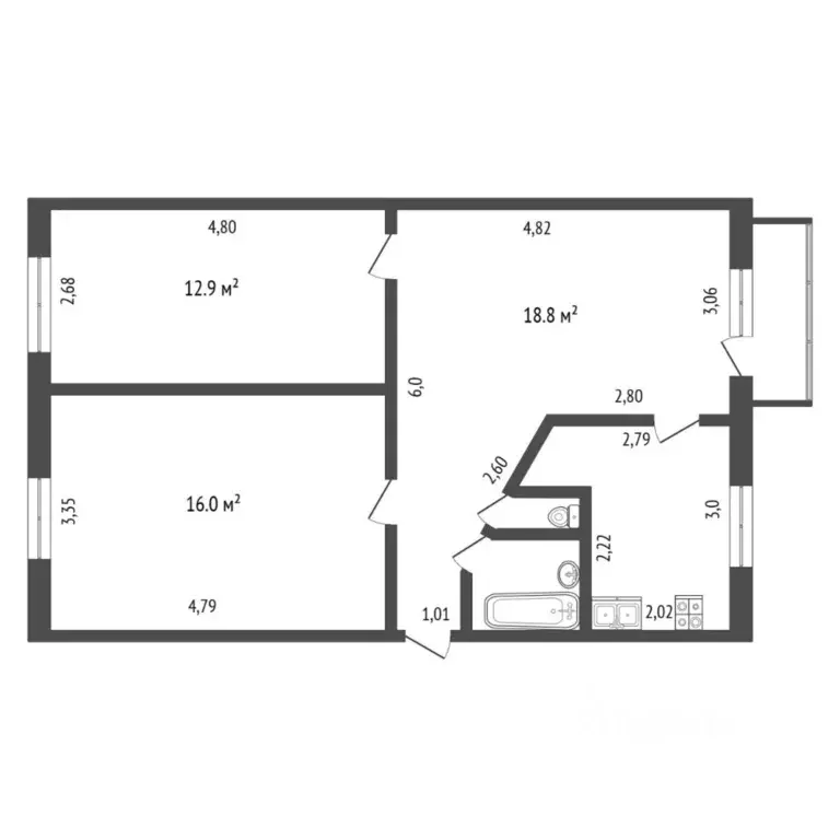 3-к кв. Тюменская область, Тюмень Мыс мкр, ул. Ершова, 32 (57.2 м) - Фото 1