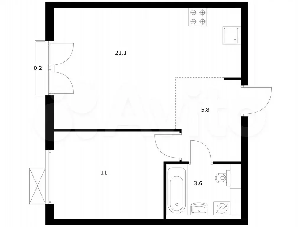 1-к. квартира, 41,7 м, 5/9 эт. - Фото 0