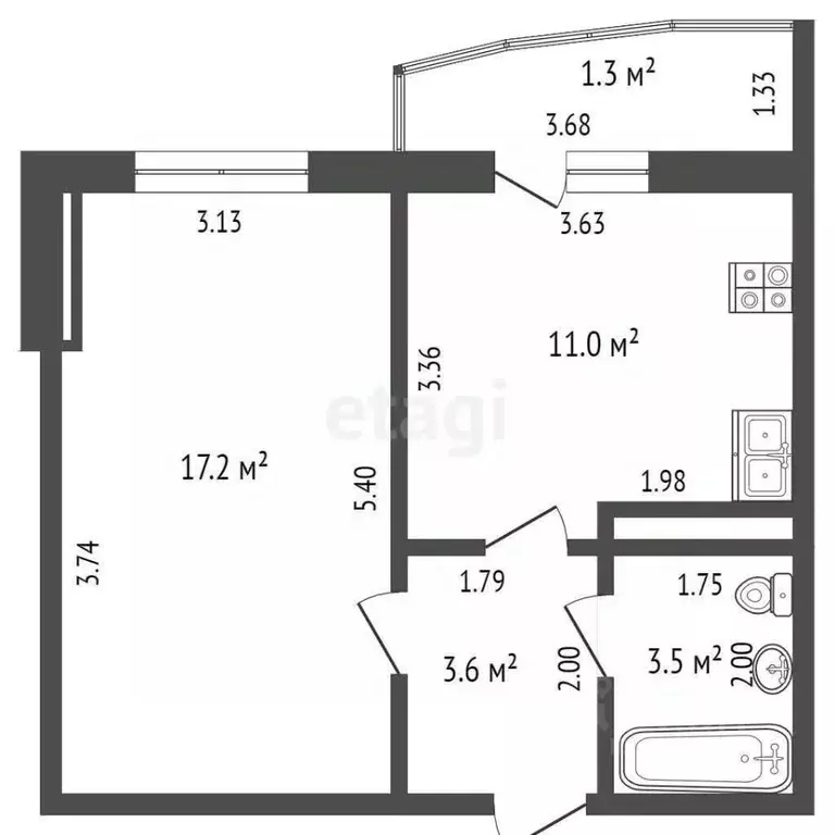 1-к кв. Оренбургская область, Оренбург ул. Карпова, 3/1 (38.0 м) - Фото 2