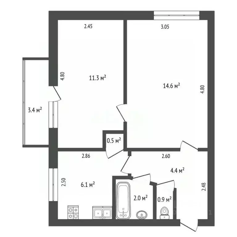 2-к кв. Ростовская область, Ростов-на-Дону просп. Ленина, 150А (40.0 ... - Фото 1