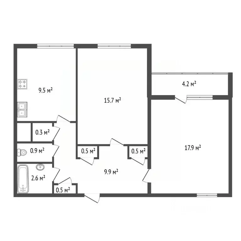 2-к кв. Санкт-Петербург Учебный пер., 8К1 (58.0 м) - Фото 2
