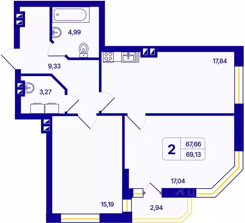 2-к кв. Новосибирская область, Новосибирск Северо-Чемской жилмассив, ... - Фото 1