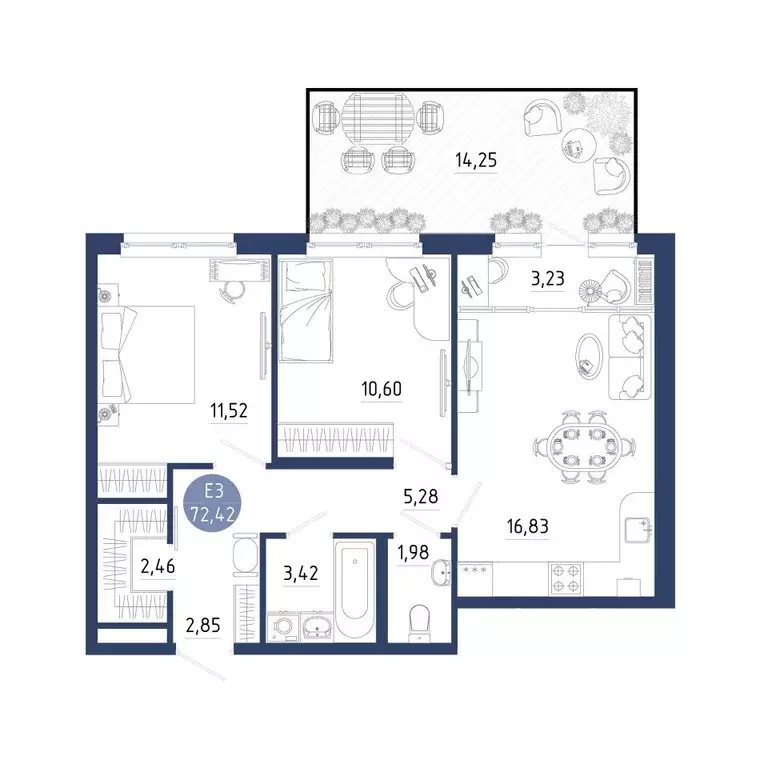 2-к кв. Рязанская область, Рязанский муниципальный округ, с. Дядьково ... - Фото 1