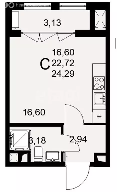 Квартира-студия: Тула, улица Фёдора Смирнова, 2к1 (24.29 м) - Фото 1