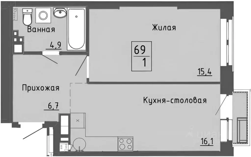 1-к кв. Удмуртия, Ижевск ул. Софьи Ковалевской, 3 (43.1 м) - Фото 1