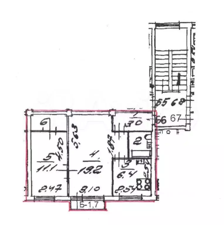 2-к. квартира, 45,4 м, 2/5 эт. - Фото 1