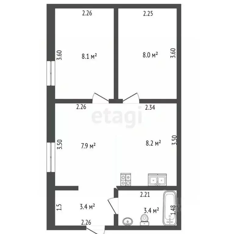 2-к кв. Саха (Якутия), Якутск Борисовка-1 мкр, 16 (38.9 м) - Фото 2
