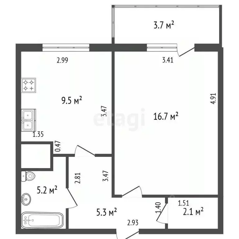 1-к кв. Санкт-Петербург, Санкт-Петербург, Колпино ш. Вознесенское, ... - Фото 1