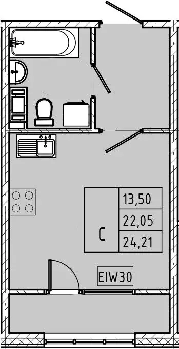 Квартира-студия: Коммунар, Железнодорожная улица, 38 (24.21 м) - Фото 0