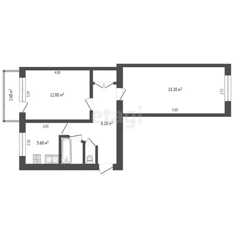 2-комнатная квартира: Балашов, проспект Космонавтов, 16 (46.8 м) - Фото 1