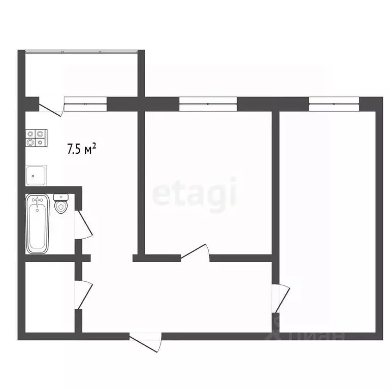 2-к кв. Забайкальский край, Чита Красноармейская ул., 83 (45.0 м) - Фото 1